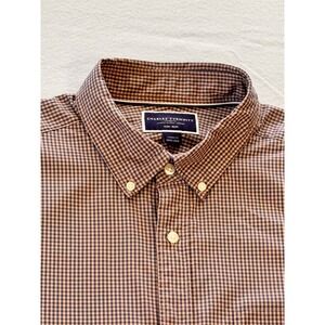 Charles Tyrwhitt Shirt Men XL Blue Gingham Check Coral Blue Classic Fit Non Iron